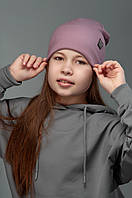 Шапка детская деми сиреневого цвета р. 50-56 рожевий Без бренда, Украина, Вязаная шапка, Для девочек,