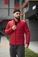Мужская базовая красная куртка Memory весна-осень на плащевке, Легкая демисезонная красная куртка стеганная