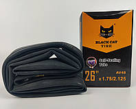 Велокамера 26х1.75 - 2.125 AV 48 Black Cat Антипрокольна з гелем. Антипрокольна камера для велосипеда.