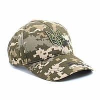 Тактична чоловіча кепка бейсболка піксель камуфляжна демісезонна з вишивкою Герб