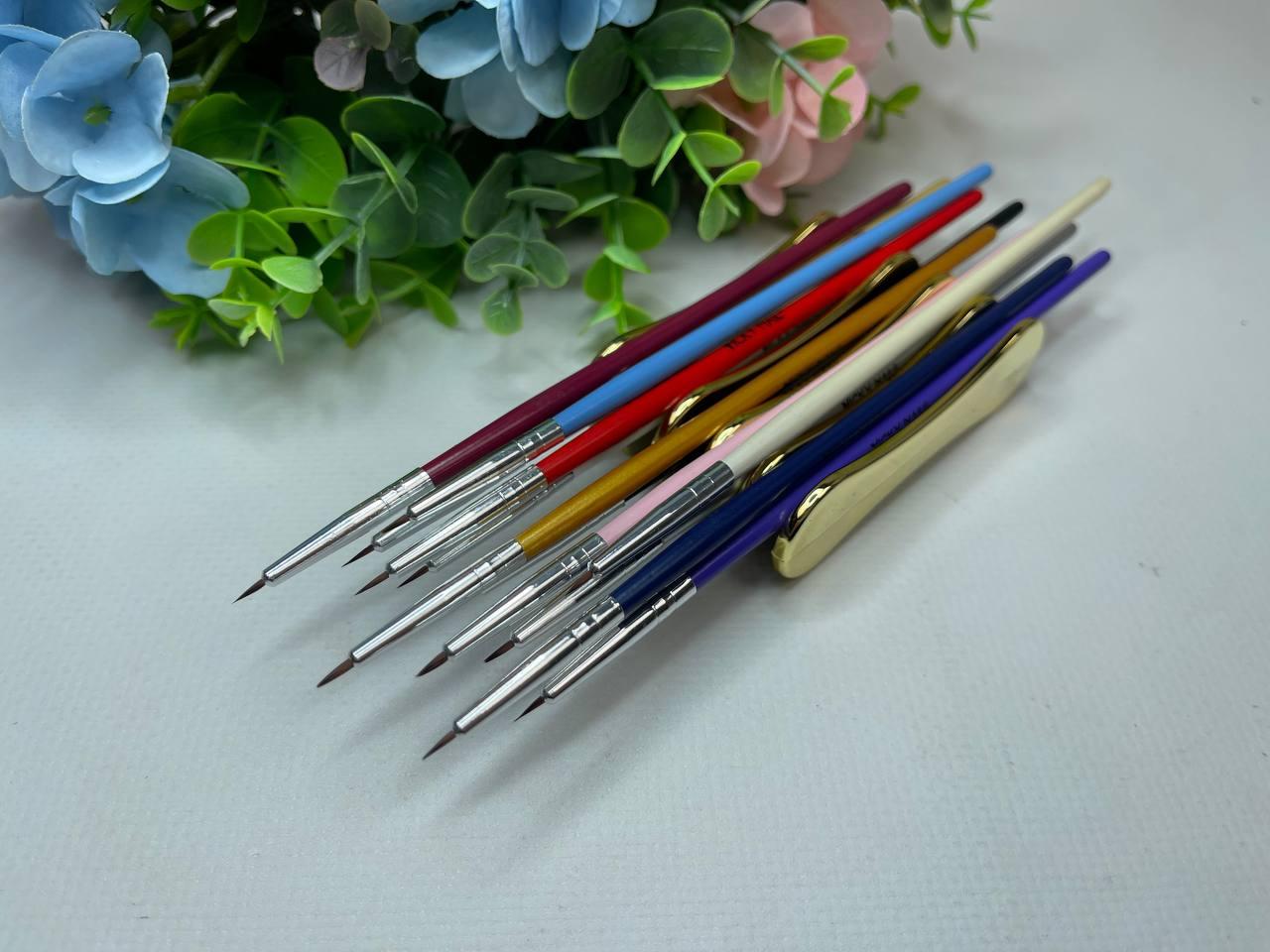 Набір тонких манікюрних пензликів 12шт для малювання, пензлики для манікюру тонкі, набір пензликів для френча, фото 1