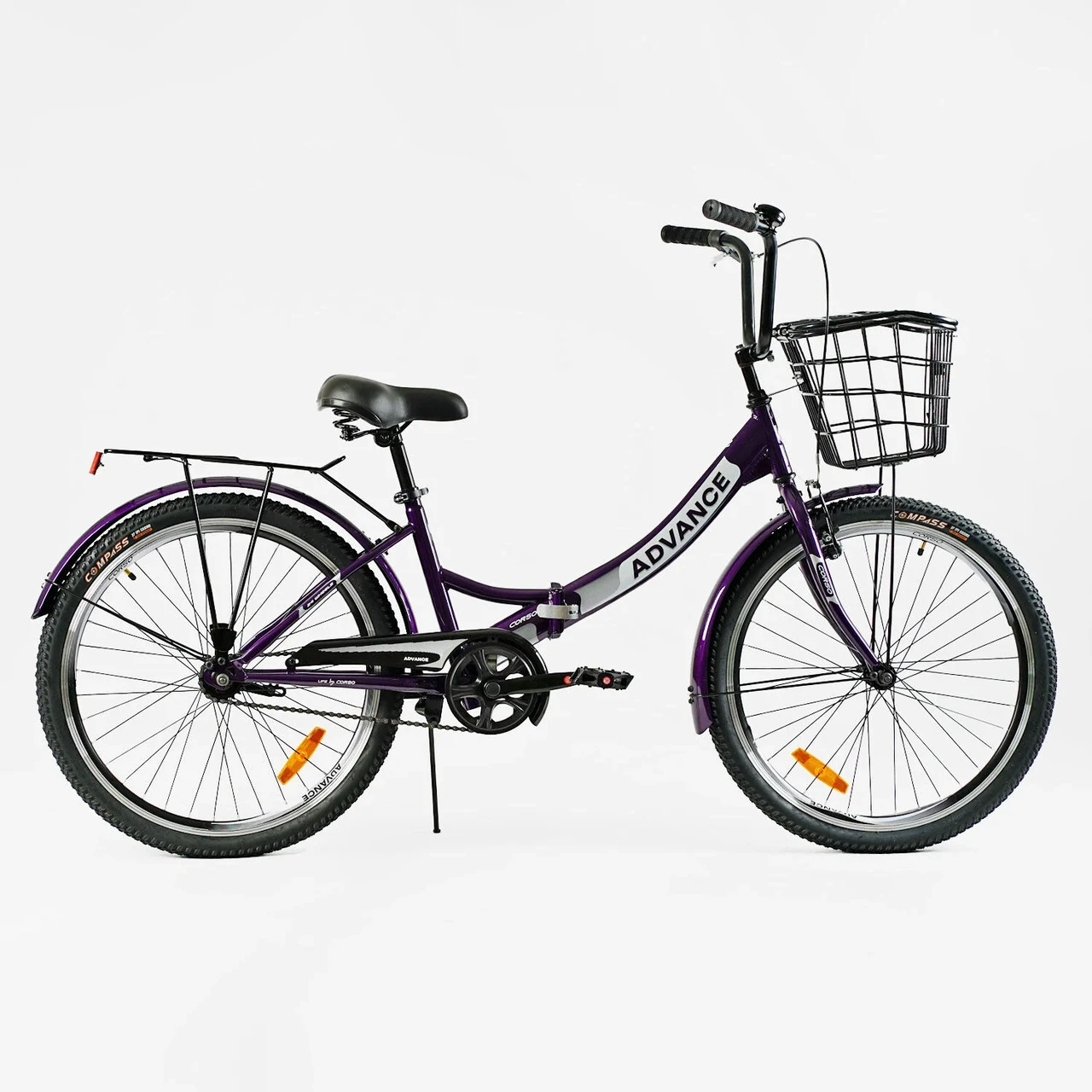 Велосипед складний міський 24" Corso Advance AD-24198 фіолетовий на зріст 135-155 см