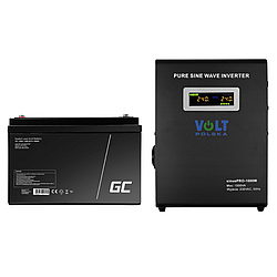 Аварійний комплект живлення Volt Polska SINUS PRO 1000 W 12/230V 700/1000W + Акумулятор Green Cell AGM VRLA 100Ah 12V