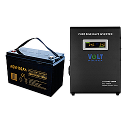 Комплект аварійного живлення Volt Polska SINUS PRO 1000 W 12/230V 700/1000W + Акумулятор VOLT AGM VRLA 100Ah 12V