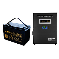 Аварійний комплект живлення Volt Polska SINUS PRO 1000 W 12/230V 700/1000W + Акумулятор VOLT AGM VRLA 100Ah 12V