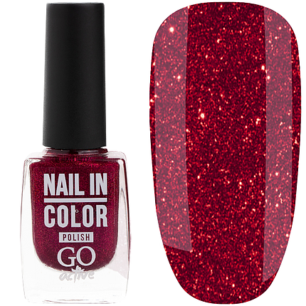 Лак для нігтів GO ACTIVE Nail in Color №08, 10 мл ягідний із золотистим шиммером, фото 1