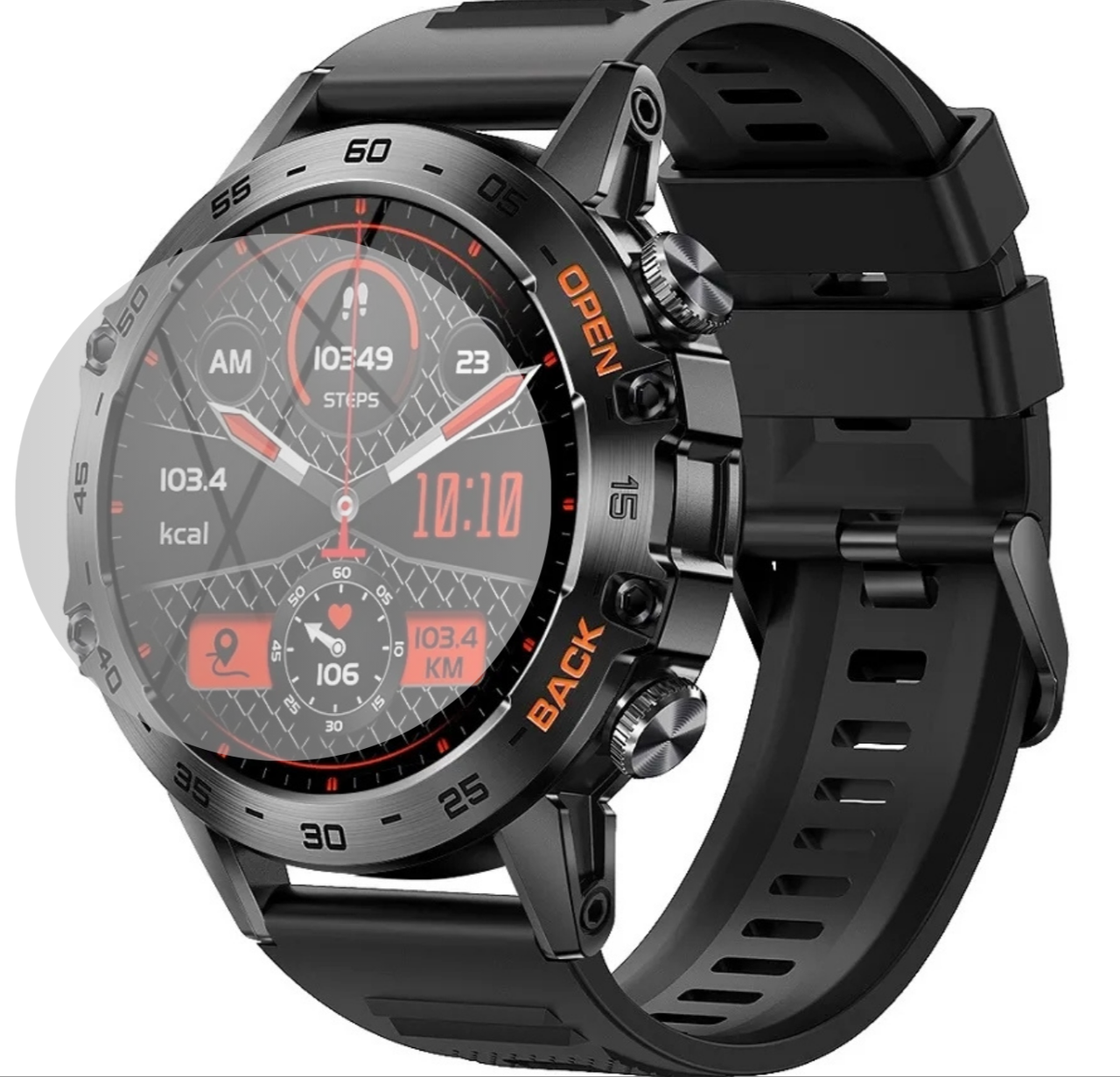 Защитное стекло для смарт часов Lemfo K52 Black Rubber / Delta K52