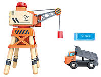 Набор для игрушечной железной дороги Hape Подъёмный кран и грузовик (E3715)