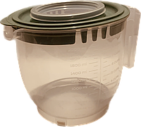 Миска-чаша мерная для смешивания со шкалой прозрачная с бирюзовой крышкой 2,2 л