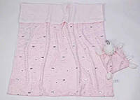 Детское Одеяло-плед + игрушка-обнимашка Единорог, цвет розовый