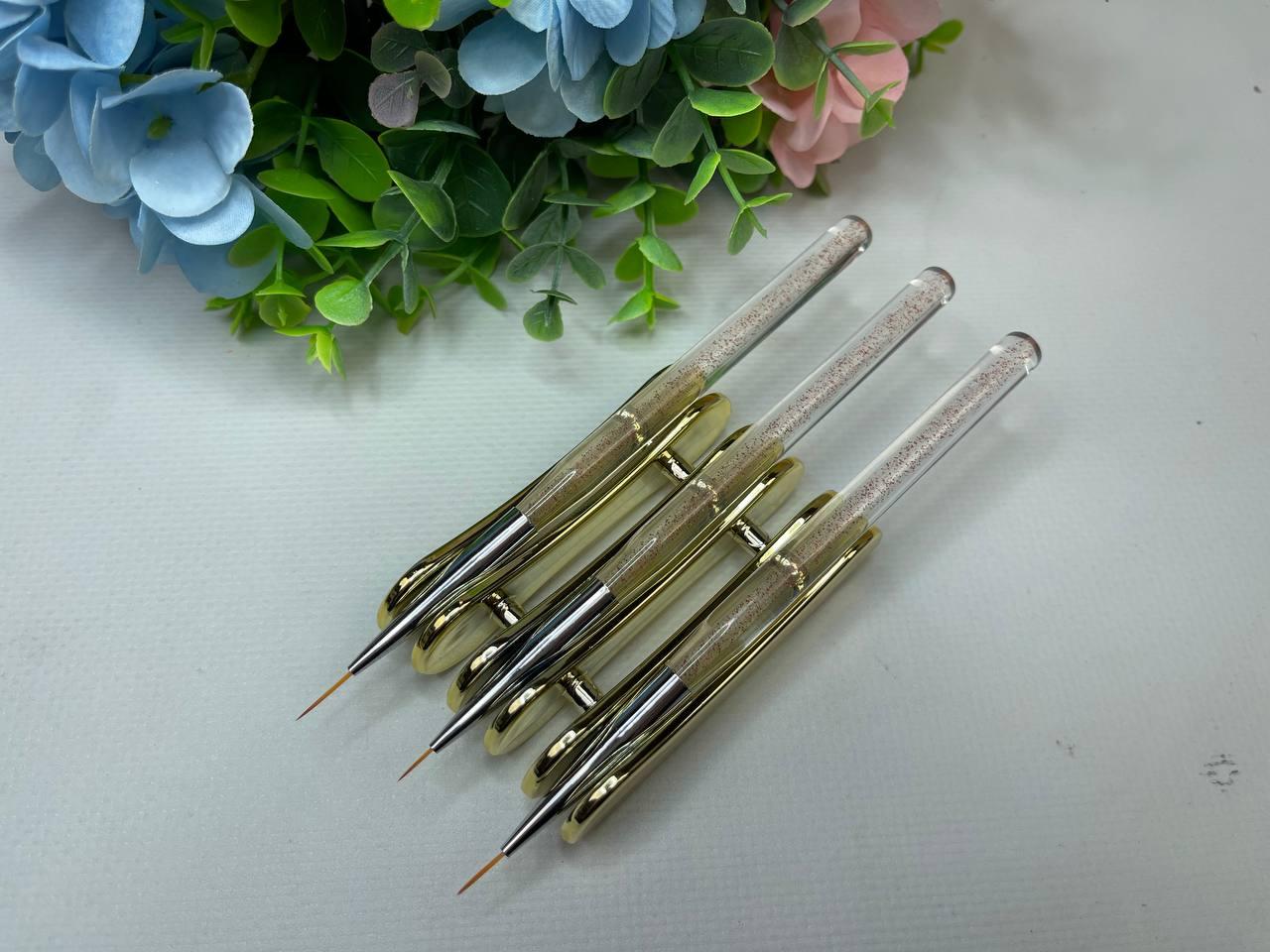 Набір тонких манікюрних пензликів 3шт для малювання, пензлики для манікюру тонкі, набір пензликів для френча, фото 1