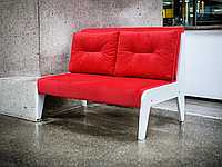 Розбірний диван для салону, кафе, бару в стилі ЛАУНЖ (червоний з білим)