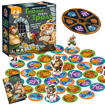 Настільна розважальна гра "Гноми проти троля" (колесо удачі, ігрові фігурки, додаткові елементи) VT 8055-36