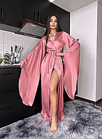 Жіноча розкішна шовкова cукня-халат з широкими рукавами Dp387