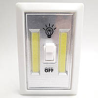 Светодиодный LED светильник ночник выключатель на батарейках 4хAAA 3W 2COB магнит липучки 11х8см UKC