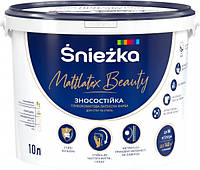 Фарба латексна зносостійка глибокоматова для стін та стель Sniezka Mattlatex Beauty 10л/13,6кг