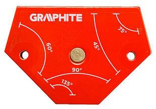 Graphite Зварювальний кутник магнітний 56H904, 64x95x14мм, кут 45, 60, 75, 90, 135град,сила 11,4 кг