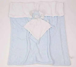 Дитяча Ковдра-плед двостороння + іграшка-обнімашка Ведмедик, блакитне