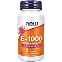 Витамины и минералы NOW Vitamin E-1000 with Mixed Tocopherols, 50 капсул CN10512 SP