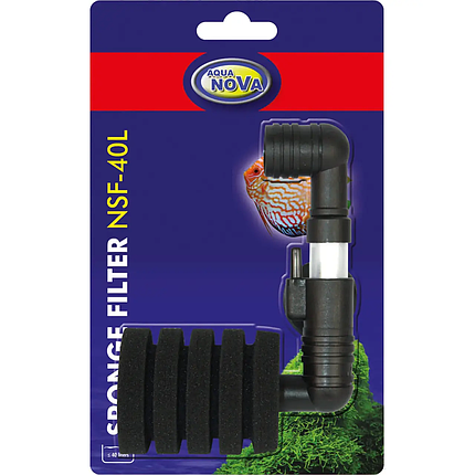 Фильтр аэрлифтный, Aqua Nova NSF- 40L. аэрлифтный фильтр до 40 л, с мелкопористой губкой, фото 1