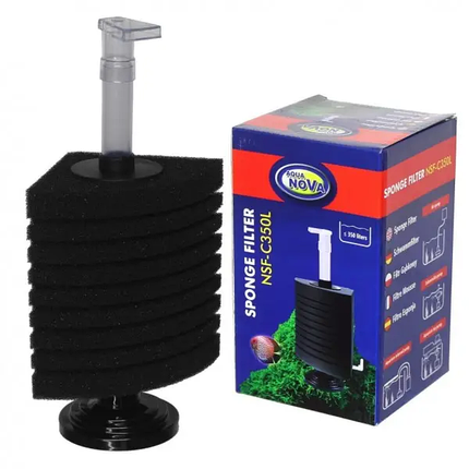 Фильтр аэрлифтный, Aqua Nova NSF- С350L. Фильтр отлично впишется в аквариум, креветочник или же травник, фото 1