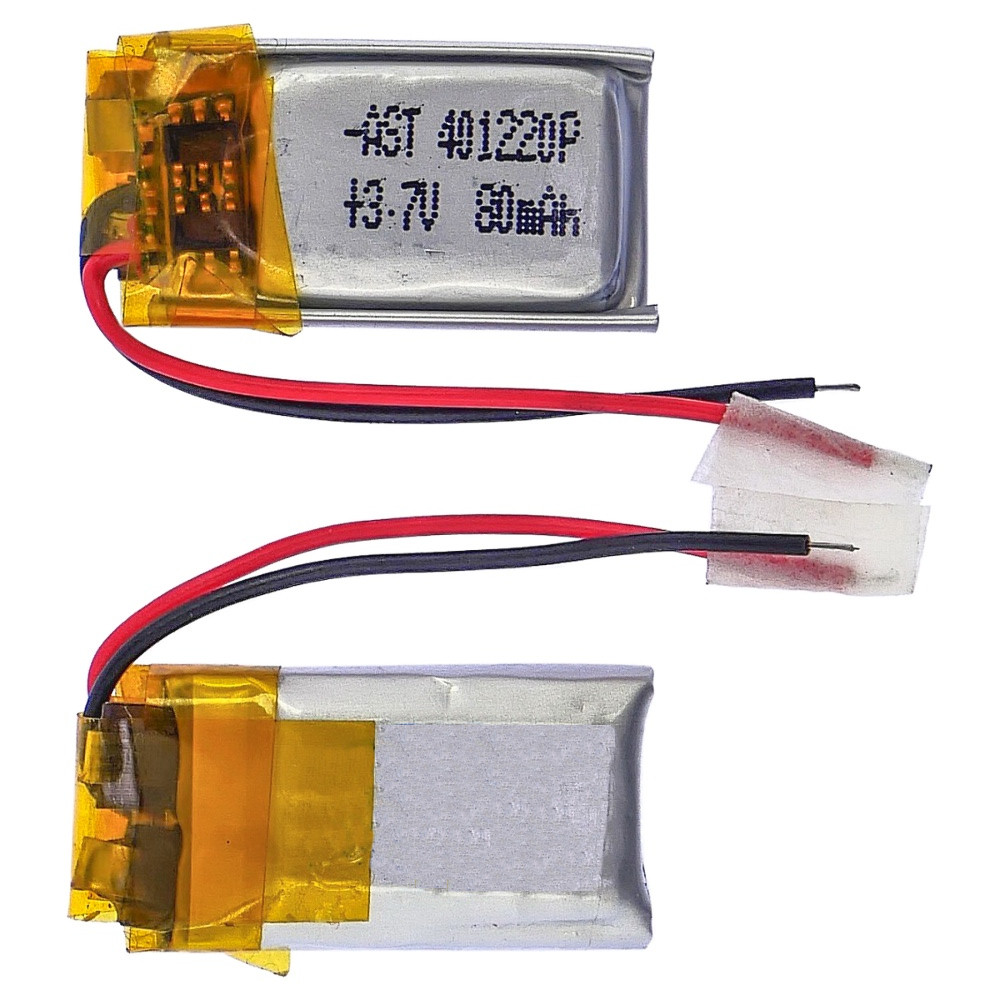 Акумулятор літієво-полімерний для навушників, гарнітур TWS 401220P (Li-Pol 3.7 В 80 мА·год), (23*11*4 мм)