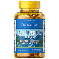 Жирные кислоты Puritan's Pride Cod Liver Oil 1000 mg, 120 капсул CN10569 SP