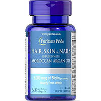 Вітаміни та мінерали Puritan's Pride Hair Skin Nails infused with Moroccan Argan oil, 60 таблеток CN2538 SP