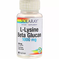 Аминокислота Solaray L-Lysine & Beta Glucan 1000 mg, 60 вегакапсул CN8048 SP