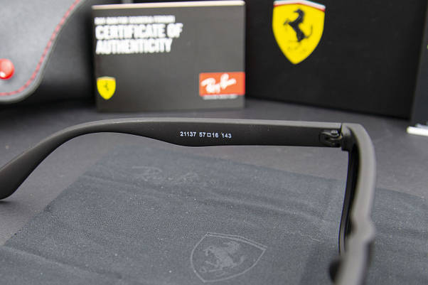Сонцезахисні окуляри RAY BAN Ferrari поляризаційні UV400 (арт. 21137) чорні/матова оправа, фото 3