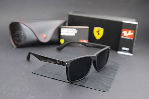 Сонцезахисні окуляри RAY BAN Ferrari поляризаційні UV400 (арт. 21137) чорні/матова оправа, фото 4