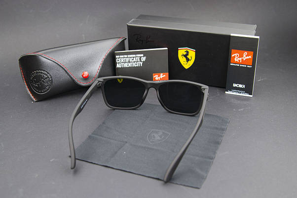 Сонцезахисні окуляри RAY BAN Ferrari поляризаційні UV400 (арт. 21137) чорні/матова оправа, фото 6