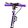 Двоколісний Самокат Maraton Rider складаний з ручним гальмом дзвінком ліхтариком і підсклянником Фіолетовий, фото 3