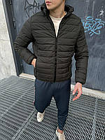 Мужская куртка хаки с капюшоном весенняя-осенняя стеганая , Удобная спортивная куртка цвета хаки демисезон