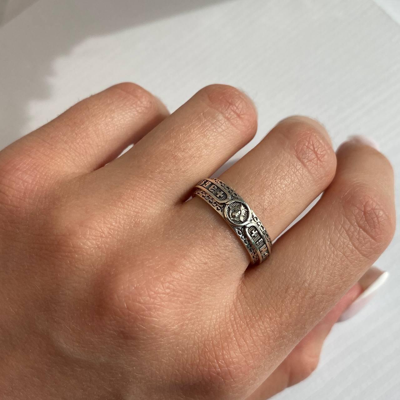 Серебряное кольцо "Господи спаси и сохрани" с родированным покрытием кольцо-оберег в серебре с надписью - фото 5 - id-p1677044634