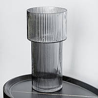 Стеклянная декоративная ваза для цветов "Серая элегантность", 30 см, декор для дома