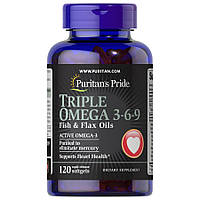 Жирные кислоты Puritan's Pride Triple Omega 3-6-9 Fish, Flax Oils, 120 капсул CN10619 SP