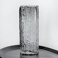 Стеклянная декоративная ваза для цветов "Серый мираж", 25 см, декор для дома