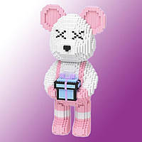 Конструктор в виде мишки с подарком Bearbrick Magic Blocks, Конструктор мишка 43см Розовый