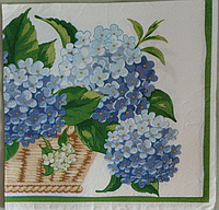 Салфетки для декупажа голубые цветочки размер 33*33 см