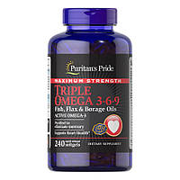 Жирные кислоты Puritan's Pride Triple Omega 3-6-9 Fish, Flax & Borage Oils Maximum Strength, 240 капсул CN2378