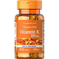 Витамины и минералы Puritan's Pride Vitamin K 100 mcg, 100 таблеток CN4681 SP