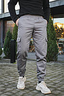 Брюки мужские карго на флисе Intruder серые с накладными карманами TOS