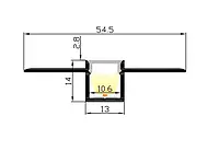 LED профиль под шпатлевку LD5414, с экраном, 2 метра