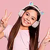 Бездротові навушники з вушками і підсвічуванням, STN-28, Рожеві / Дитячі Bluetooth навушники з котячими вушками, фото 6