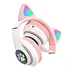 Бездротові навушники з вушками і підсвічуванням, STN-28, Рожеві / Дитячі Bluetooth навушники з котячими вушками, фото 4