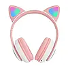 Бездротові навушники з вушками і підсвічуванням, STN-28, Рожеві / Дитячі Bluetooth навушники з котячими вушками, фото 3