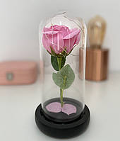 Роза в стеклянной колбе Pink с подсветкой (большая)