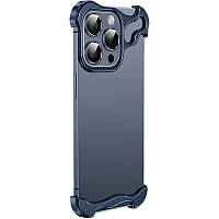 Металлический безрамочный чехол Bumper для Apple iPhone 13 Pro (6.1") с защитой линз Blue