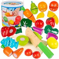 Дерев'яні овочі та фрукти Kinderplay для нарізання на липучках з ножем